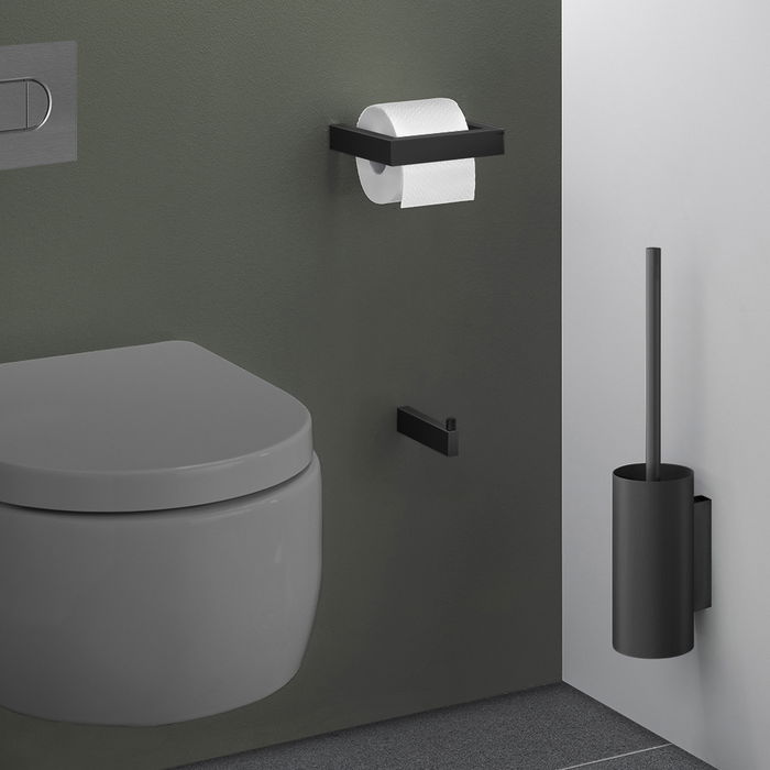 Zack Portarrollos WC Linea Negro 14,7x15,2 cm